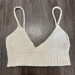 Cream Knit Crop Top
